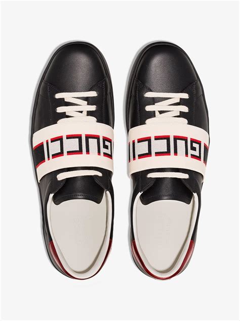 gucci ace black stripe|gucci ace leather shoes.